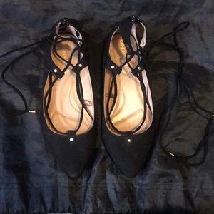 Lace up wide width flats.